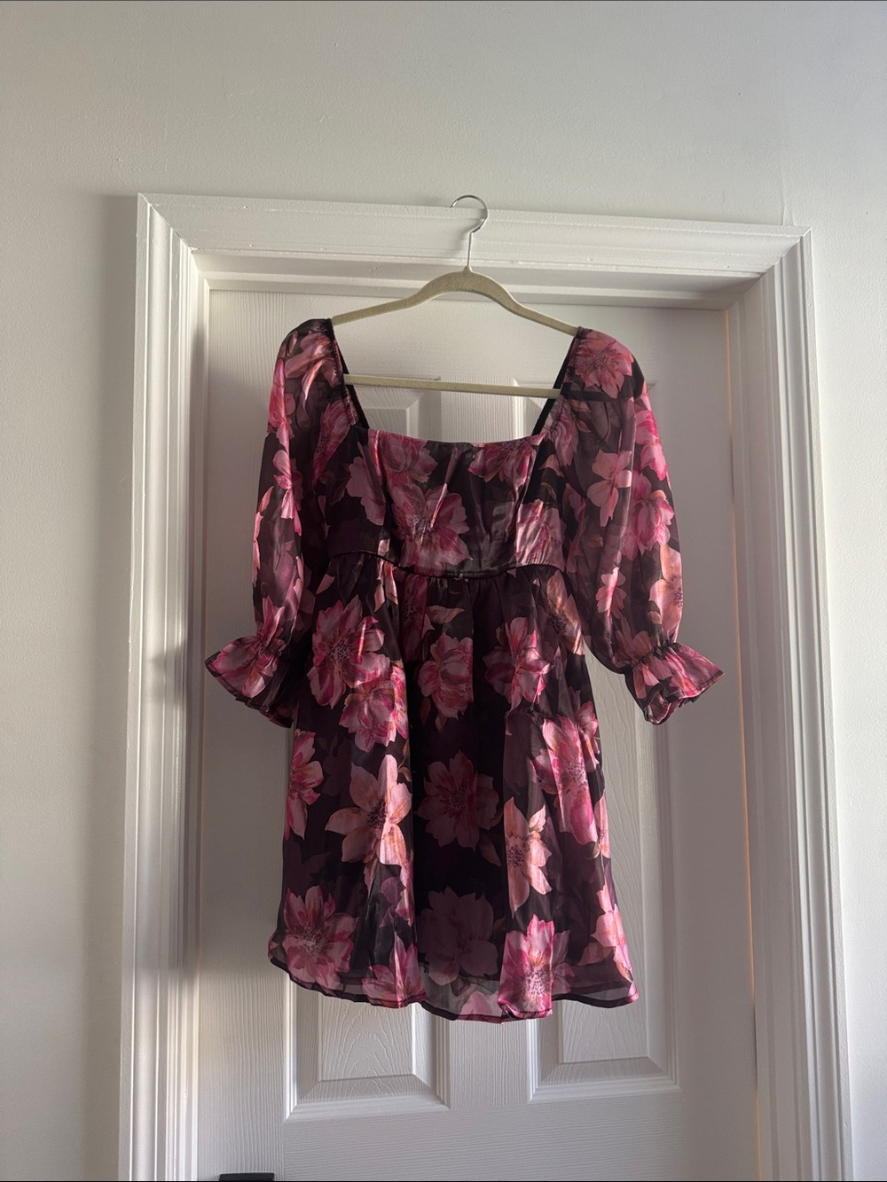 NWT Square-Neck Mini Dress in Pink Floral